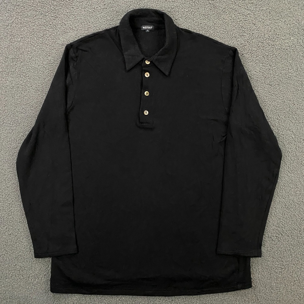 Bleusalt Polo Shirt Mens Large, 3 Fleece Sweater Lensing Modal Super Soft Black